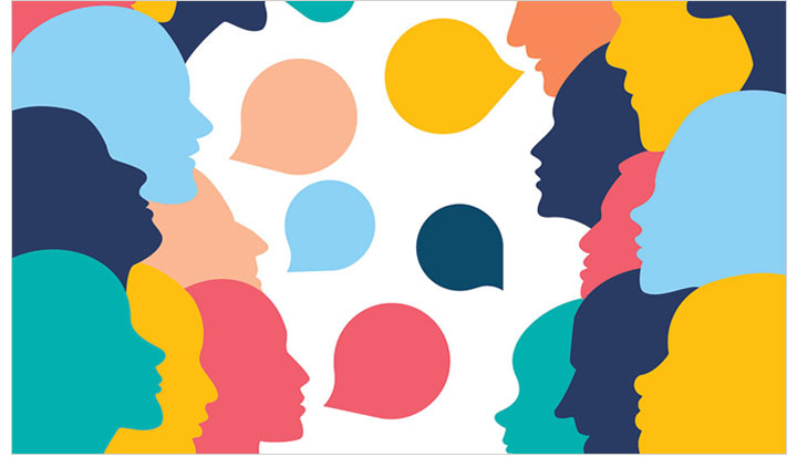 Colorful People in Conversation