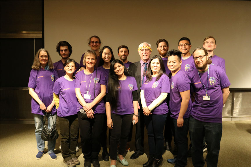 Stroud's laboratory members wore matching shirts to show support of his presentation.